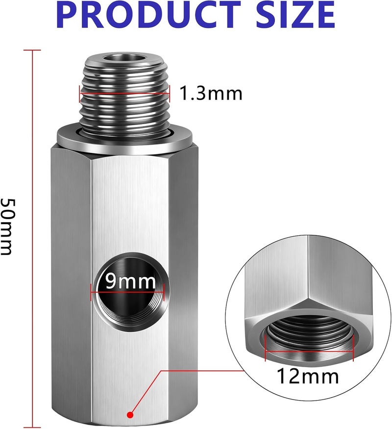 Senlinyu 1/4" NPT Oil Pressure Sensor Tee Adapter, 304 Stainless Steel Triple Port Fitting: 1/4" NPT Female to Male & 1/8" NPT Female for Gauge and Sensor Installation - Image 5